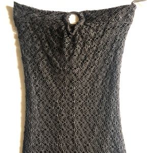 Black lace strapless dress